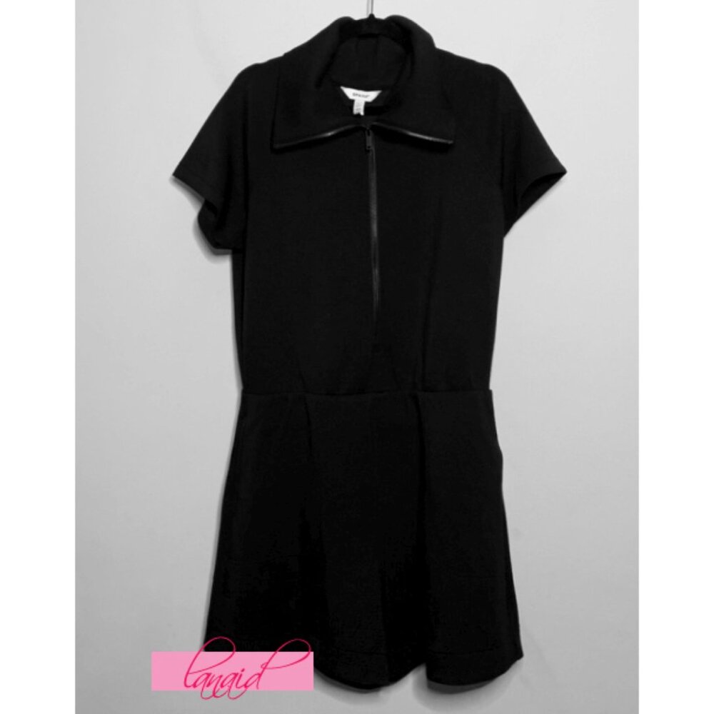 Spanx AirEssentials Half-Zip Romper Very Black Henley Zipper Polo Jumpsuit 2X - Picture 11 of 15